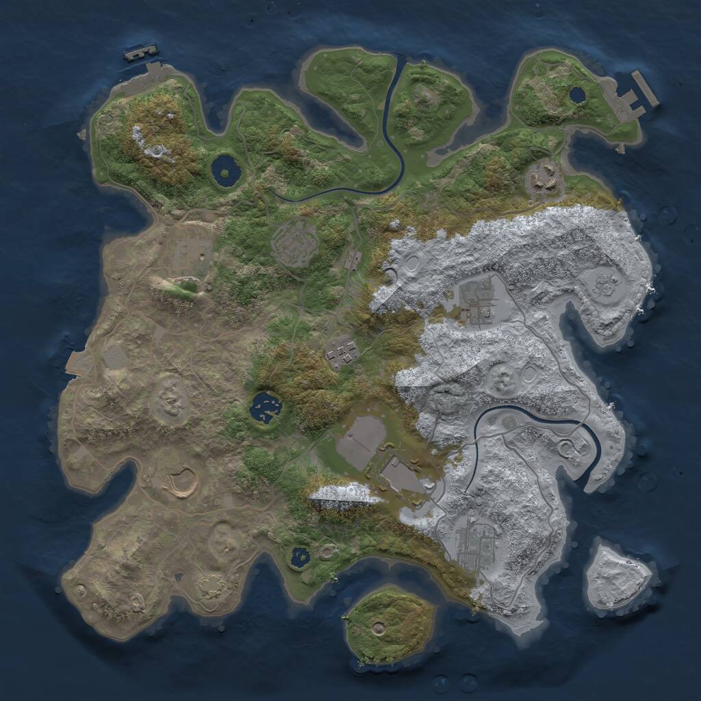Rust Map: Procedural Map, Size: 3500, Seed: 64957750, 14 Monuments