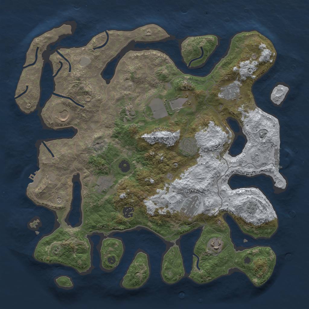 Rust Map: Procedural Map, Size: 4000, Seed: 56345, 19 Monuments