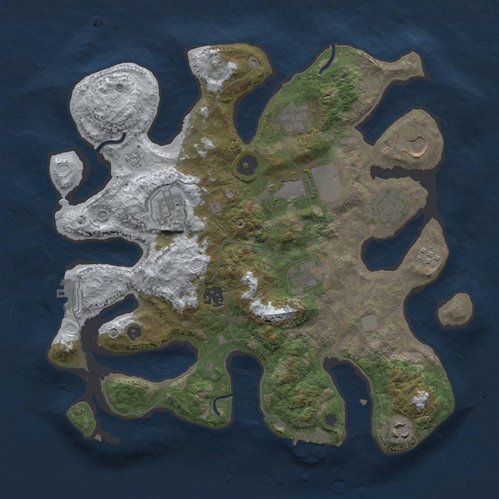 Rust Map: Procedural Map, Size: 3600, Seed: 1657091321, 18 Monuments