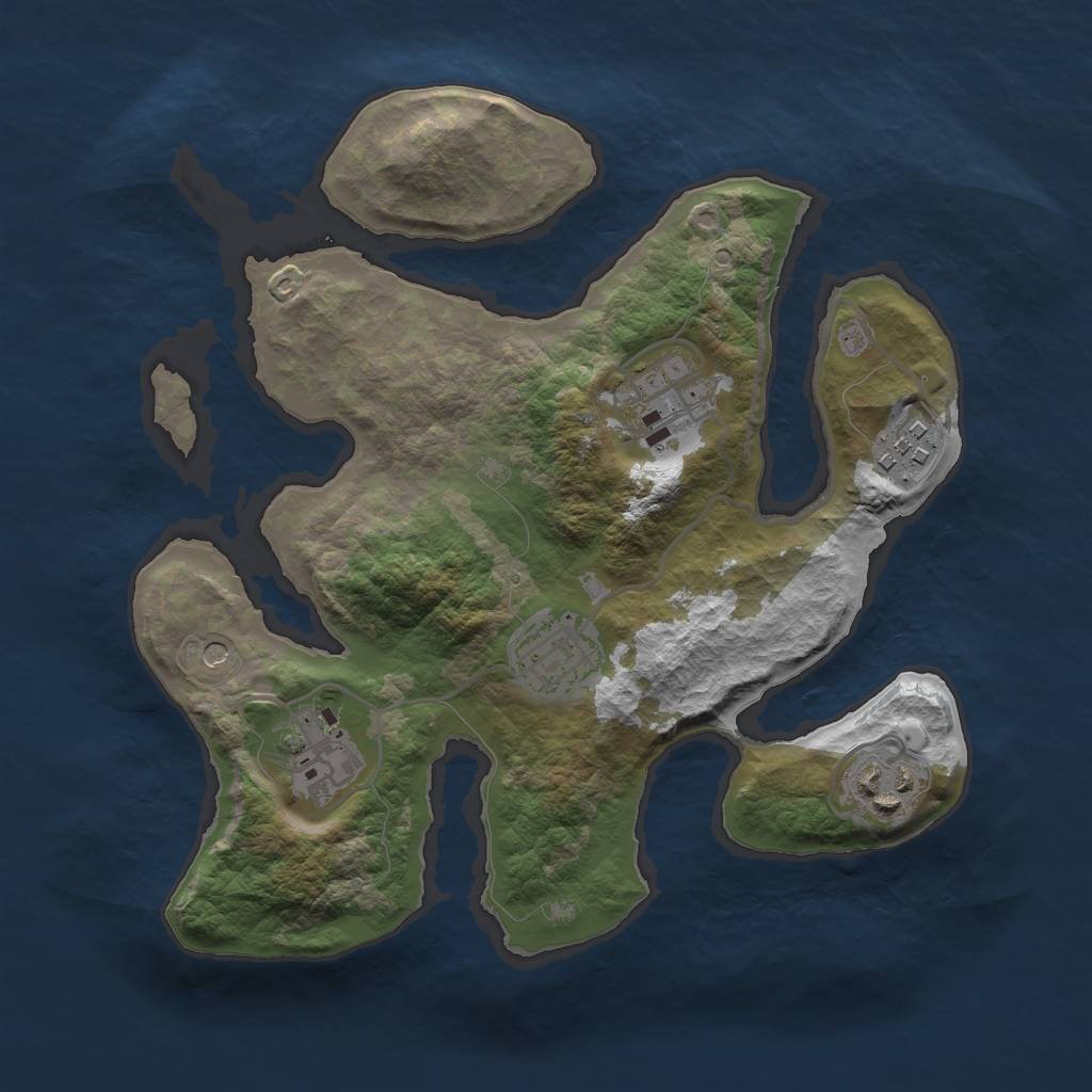 Rust Map: Barren, Size: 2750, Seed: 8797812, 8 Monuments
