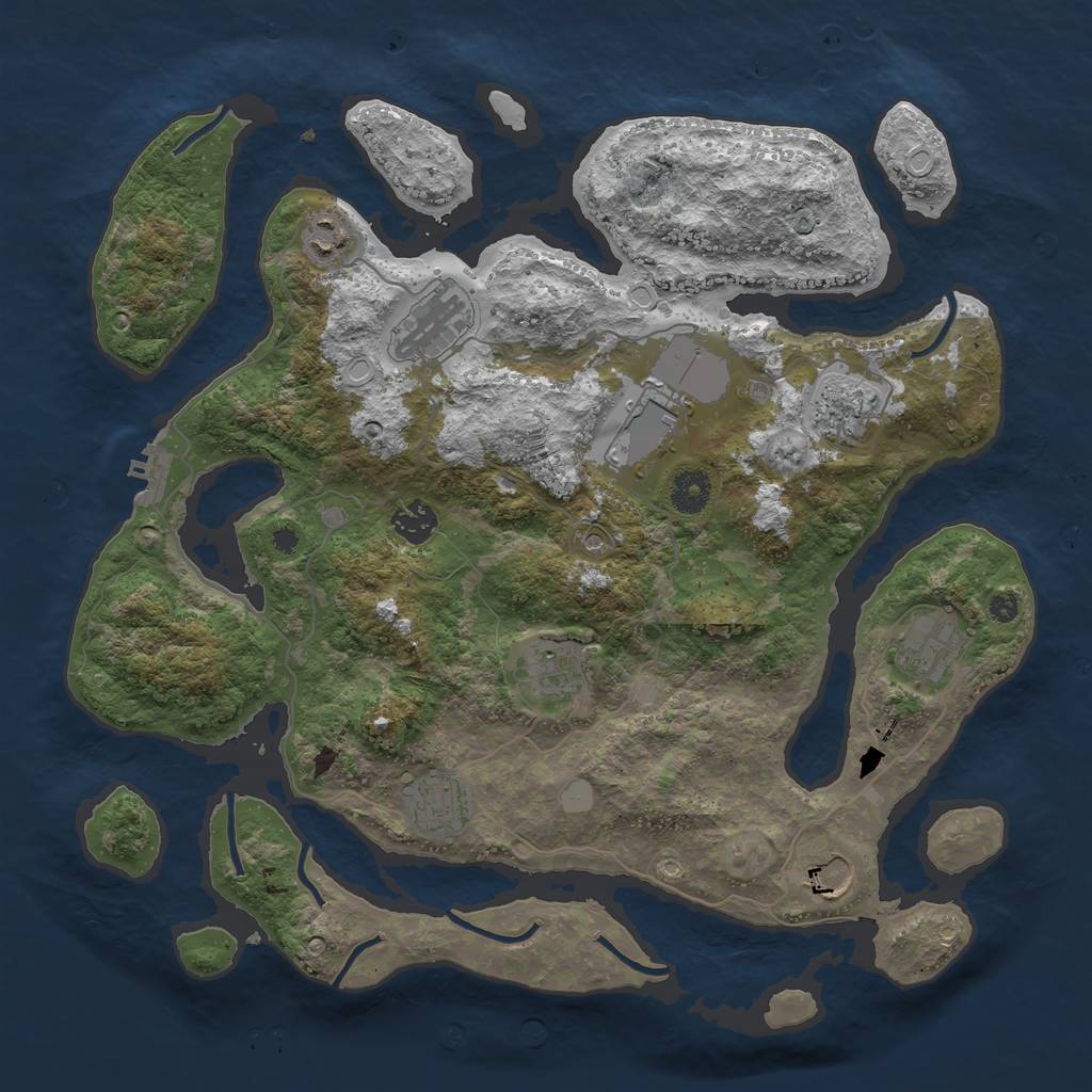 Rust Map: Procedural Map, Size: 3850, Seed: 2124261364, 16 Monuments