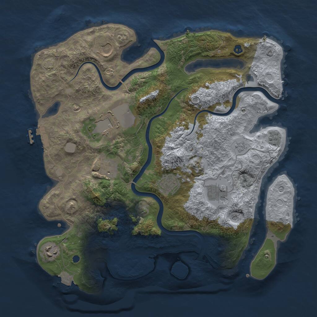 Rust Map: Procedural Map, Size: 3500, Seed: 694414439, 12 Monuments
