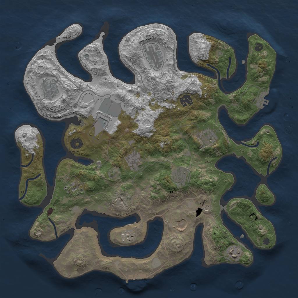 Rust Map: Procedural Map, Size: 3700, Seed: 2636747, 19 Monuments