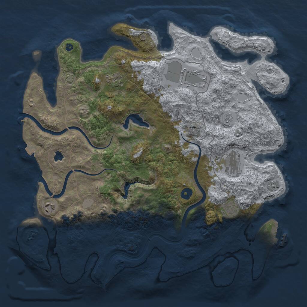 Rust Map: Procedural Map, Size: 4000, Seed: 22664, 11 Monuments