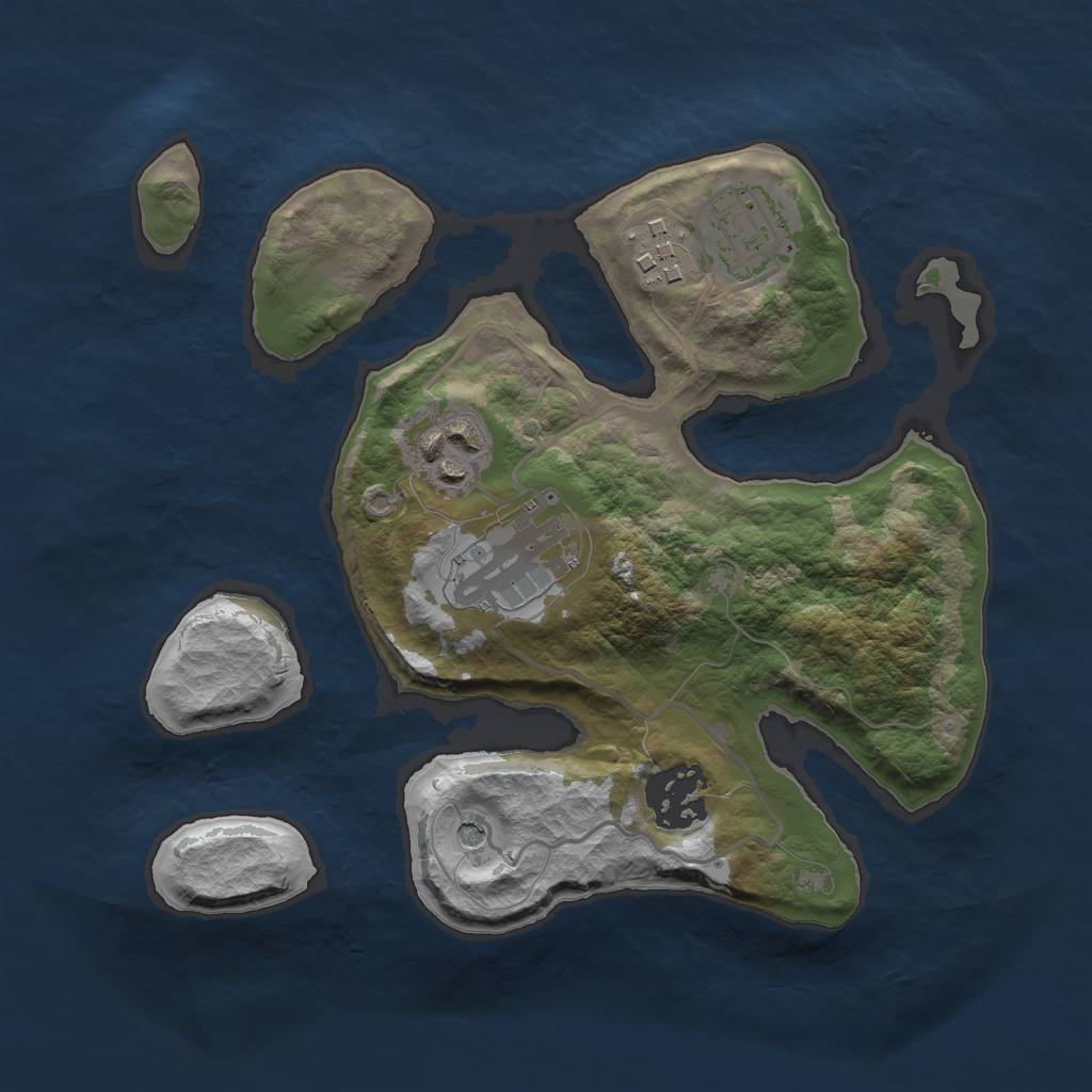 Rust Map: Barren, Size: 2500, Seed: 198743, 8 Monuments