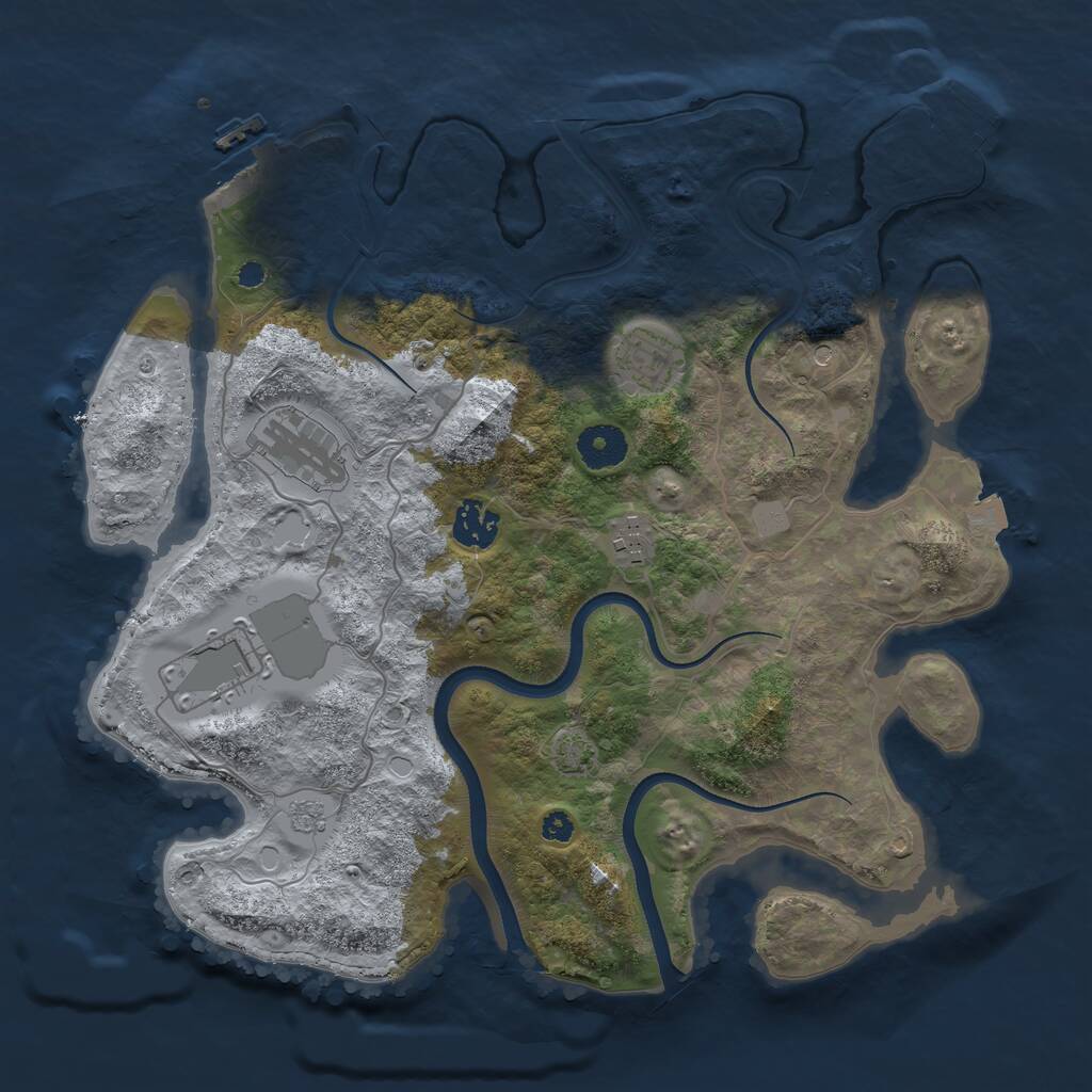 Rust Map: Procedural Map, Size: 3500, Seed: 4490018, 11 Monuments