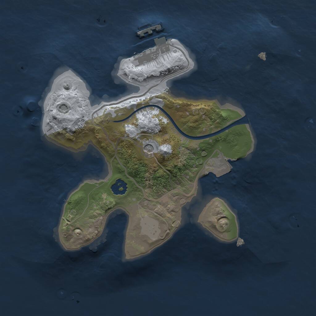 Rust Map: Procedural Map, Size: 2000, Seed: 14000, 3 Monuments