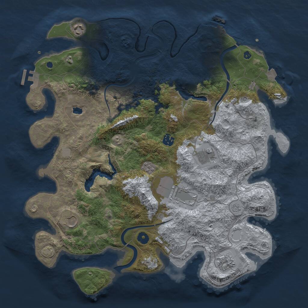 Rust Map: Procedural Map, Size: 4000, Seed: 2086304801, 13 Monuments