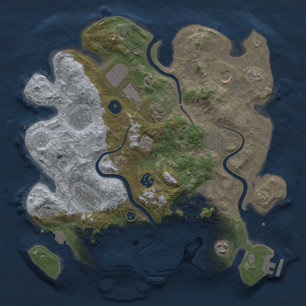 Rust Map: Procedural Map, Size: 3500, Seed: 384021656, 16 Monuments