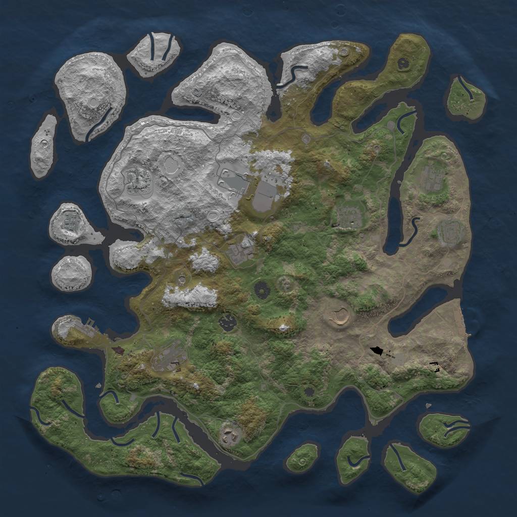 Rust Map: Procedural Map, Size: 4600, Seed: 861325684, 19 Monuments