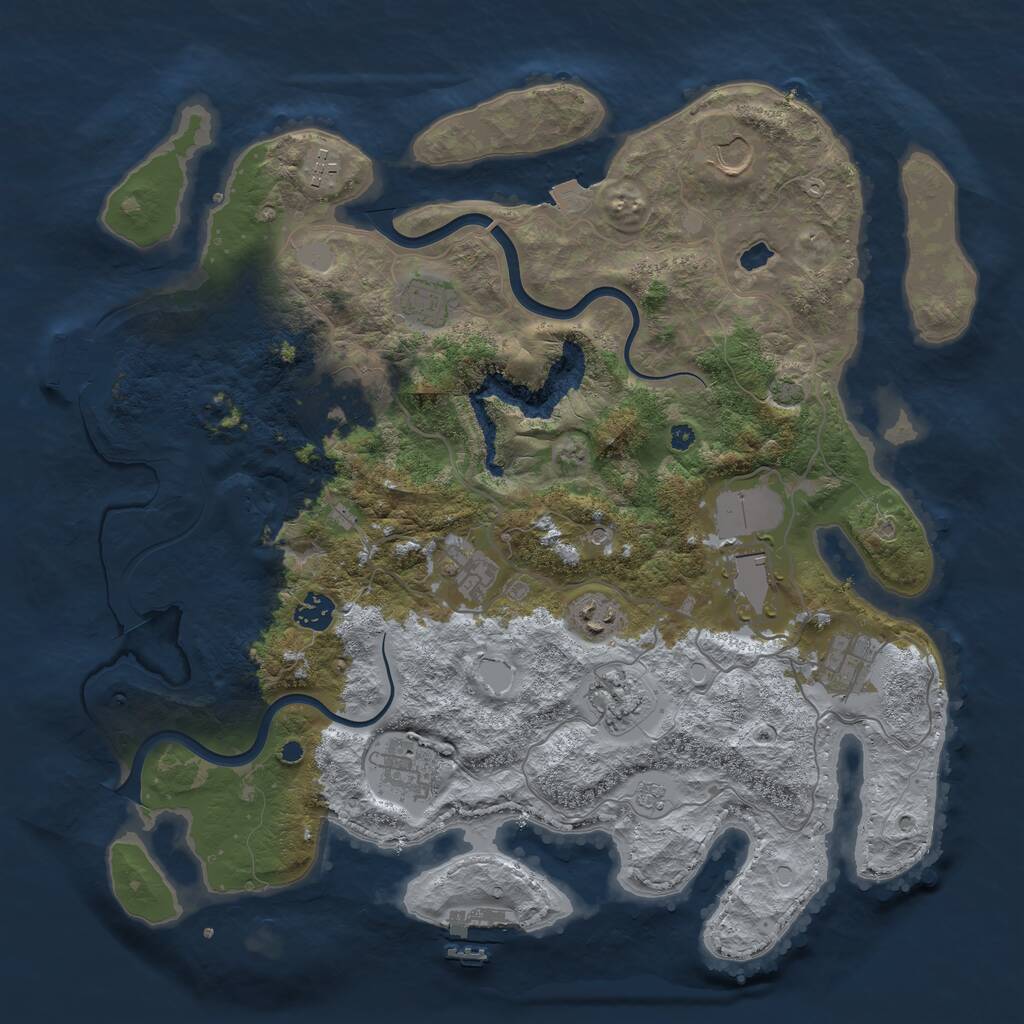 Rust Map: Procedural Map, Size: 4000, Seed: 874638970, 17 Monuments
