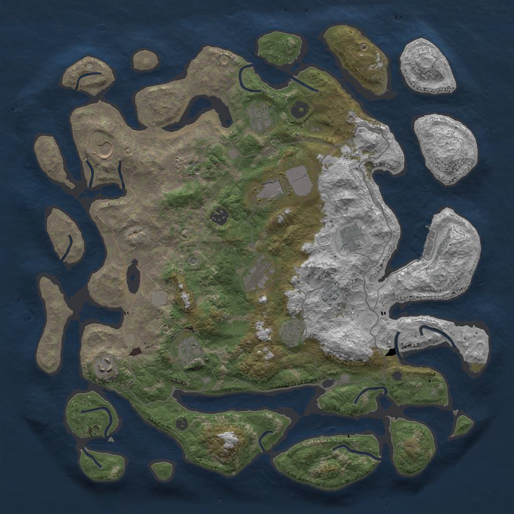 Rust Map: Procedural Map, Size: 4500, Seed: 1936221282, 18 Monuments