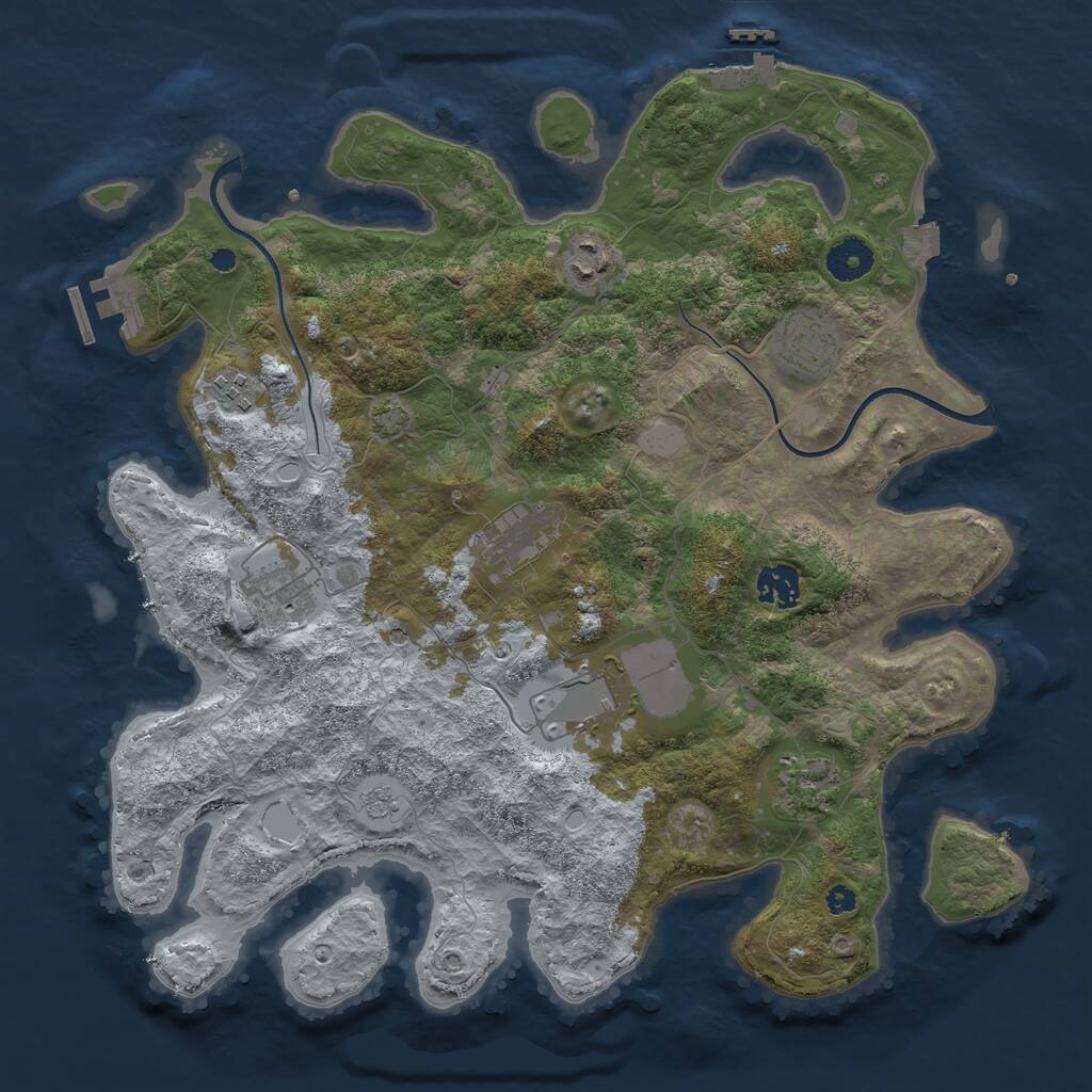 Rust Map: Procedural Map, Size: 3700, Seed: 299878, 14 Monuments