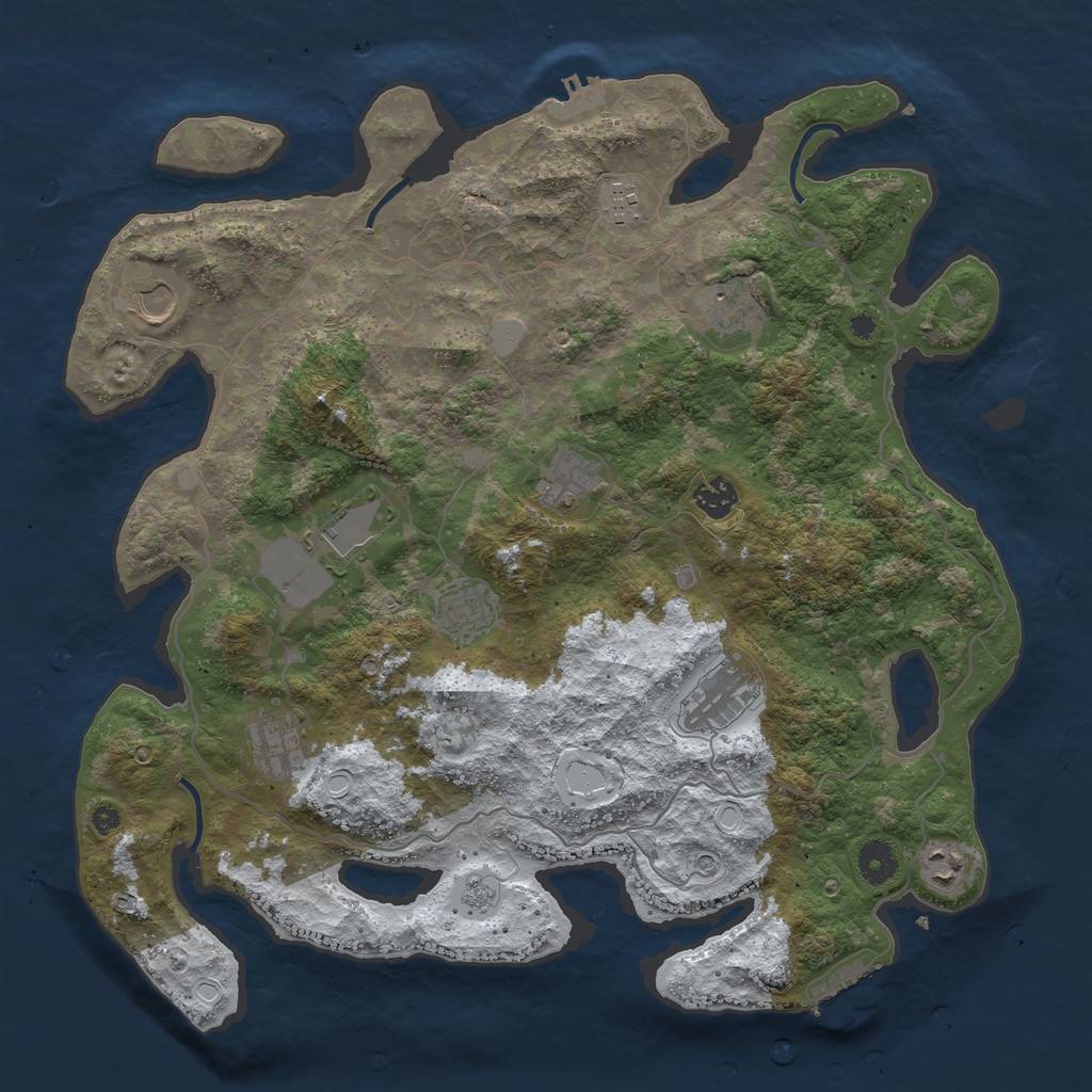Rust Map: Procedural Map, Size: 4000, Seed: 1295162779, 19 Monuments