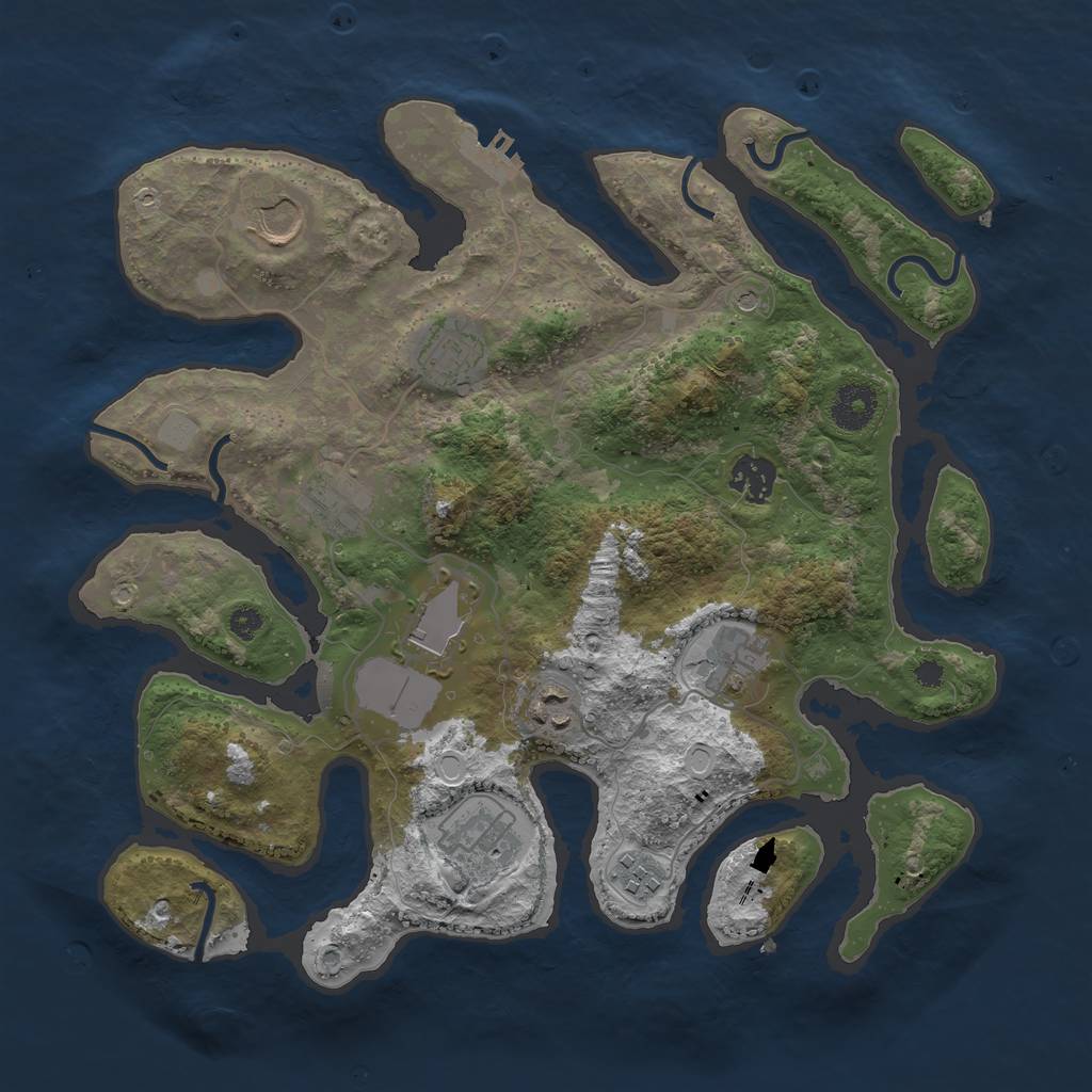 Rust Map: Procedural Map, Size: 3500, Seed: 220127, 16 Monuments