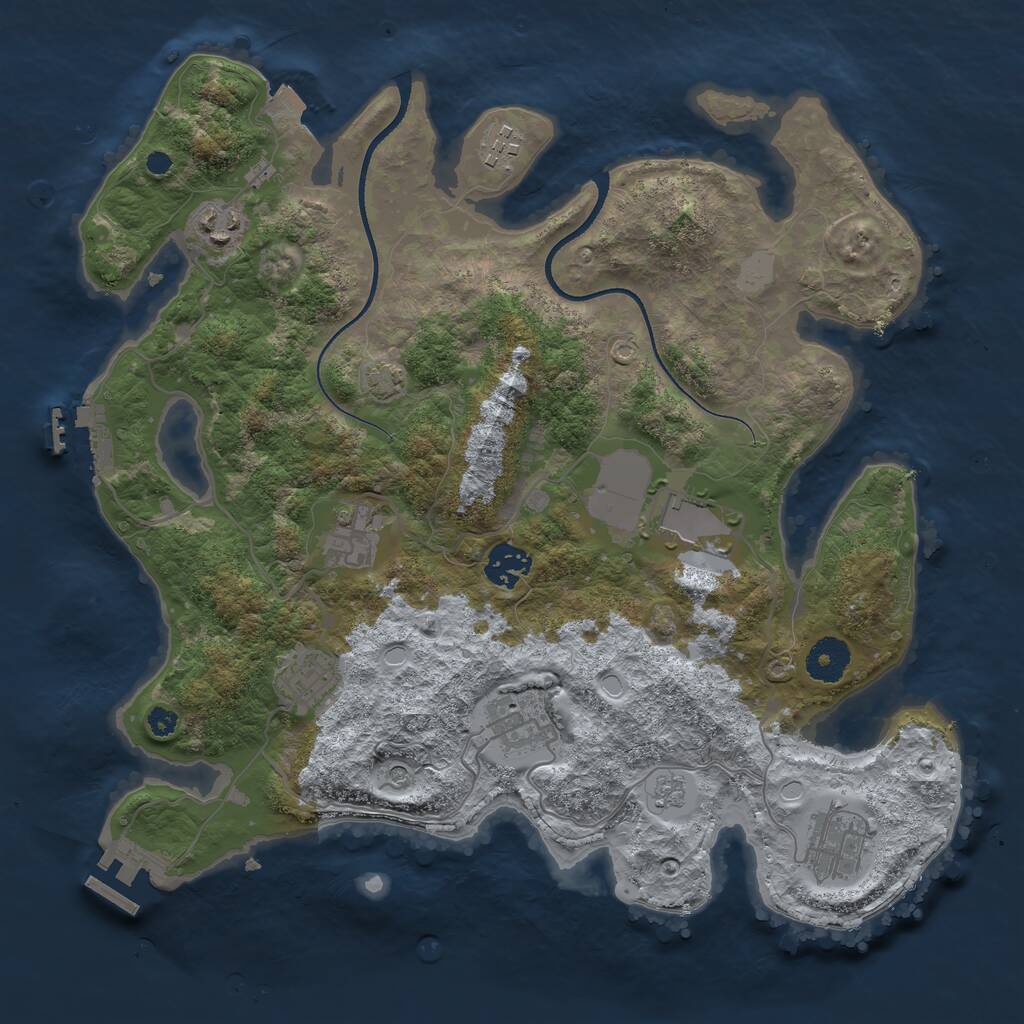 Rust Map: Procedural Map, Size: 3500, Seed: 37576421, 14 Monuments