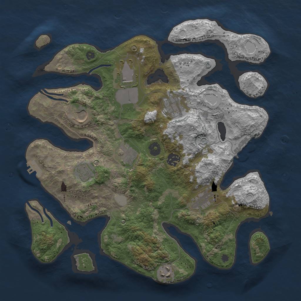 Rust Map: Procedural Map, Size: 3500, Seed: 451657583, 16 Monuments