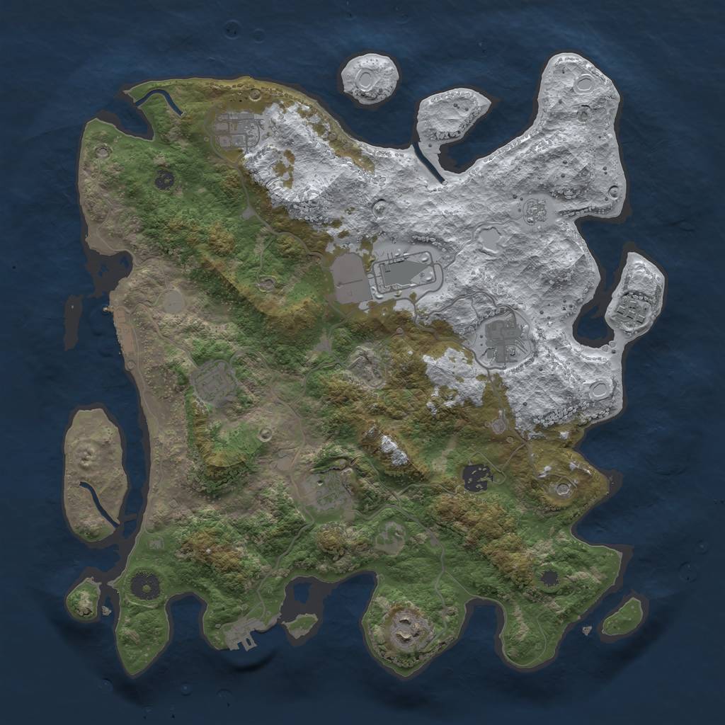 Rust Map: Procedural Map, Size: 3750, Seed: 400485583, 17 Monuments