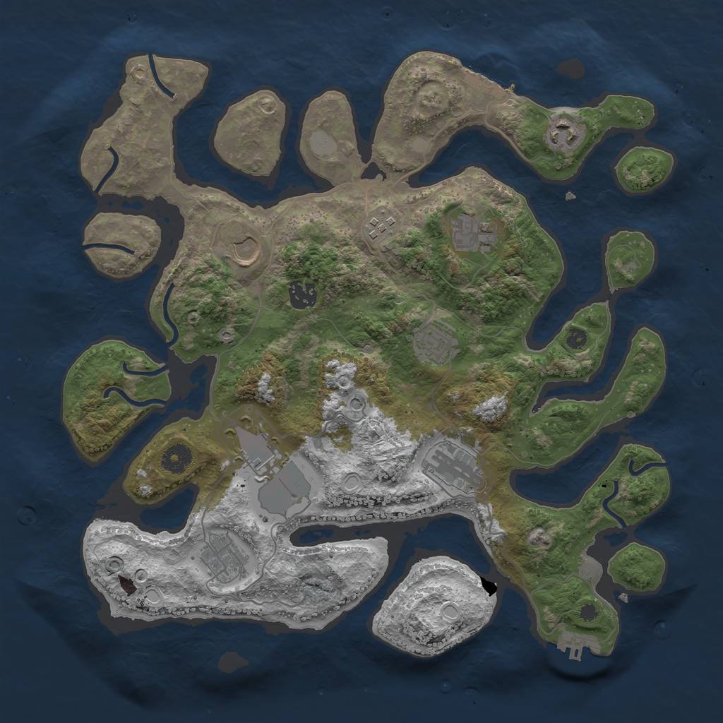 Rust Map: Procedural Map, Size: 3700, Seed: 392678711, 17 Monuments
