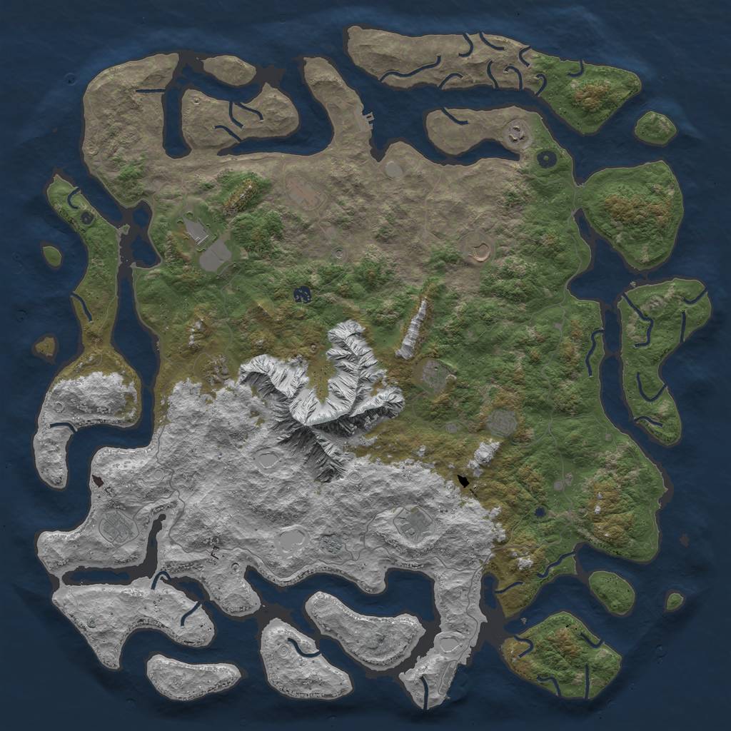 Rust Map: Procedural Map, Size: 6000, Seed: 67384423, 19 Monuments