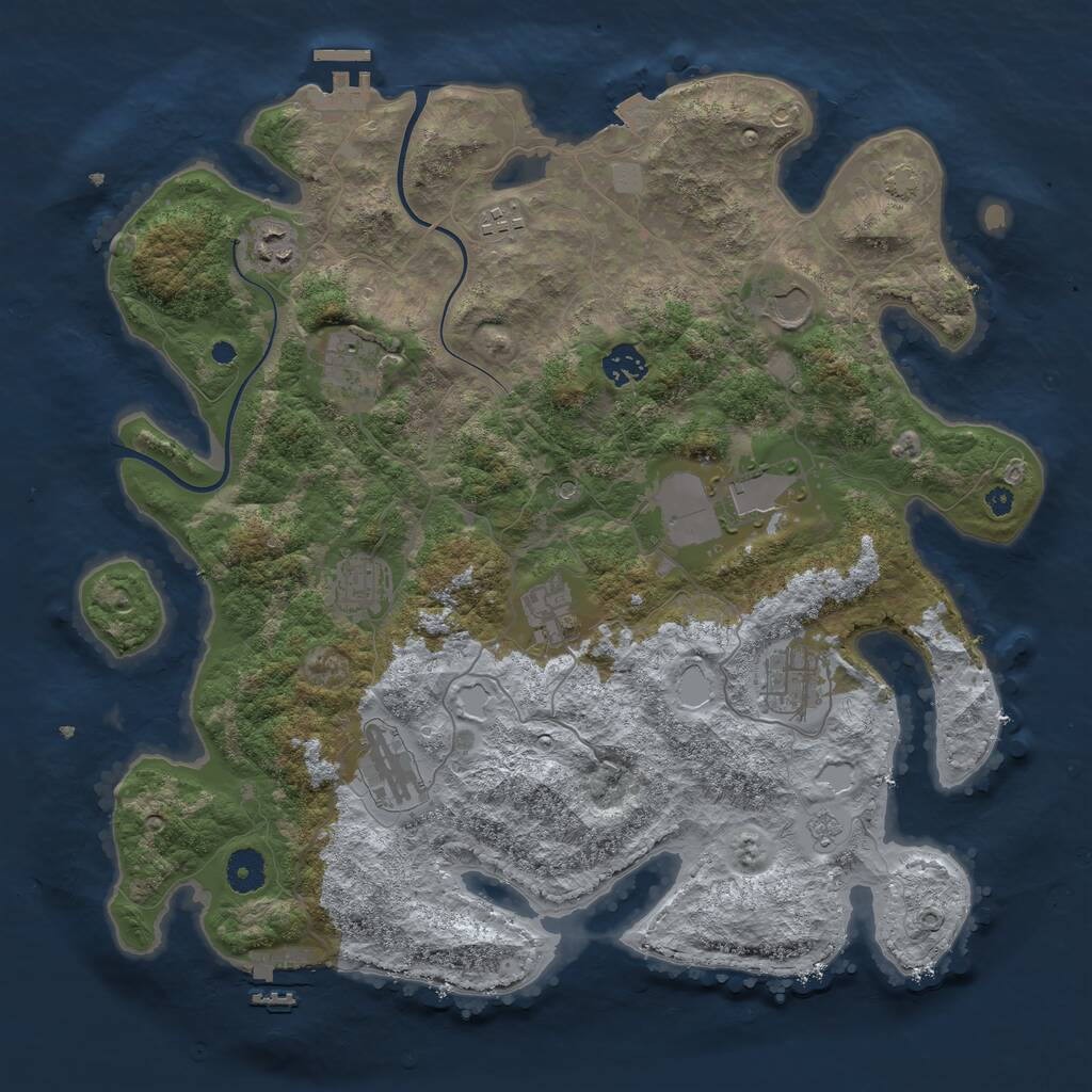 Rust Map: Procedural Map, Size: 3894, Seed: 1887032781, 16 Monuments