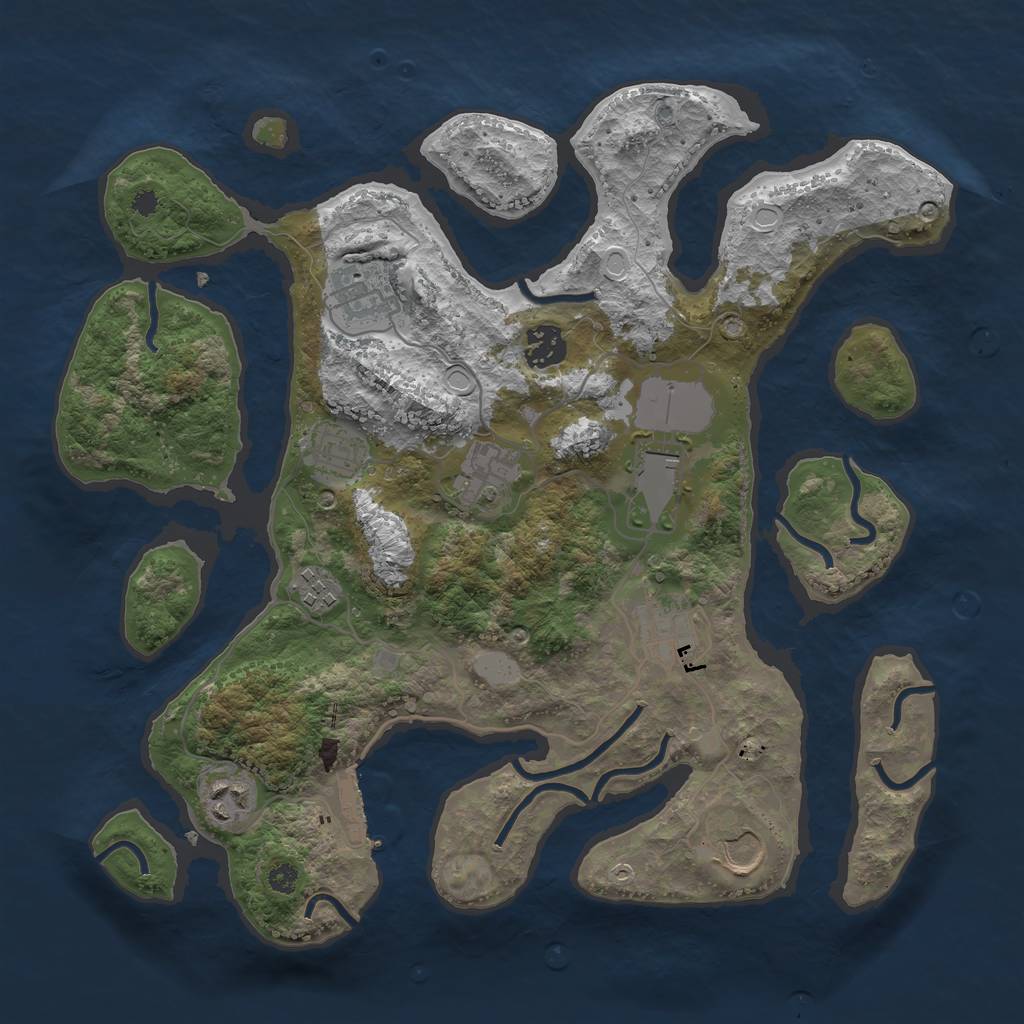 Rust Map: Procedural Map, Size: 3510, Seed: 1, 15 Monuments