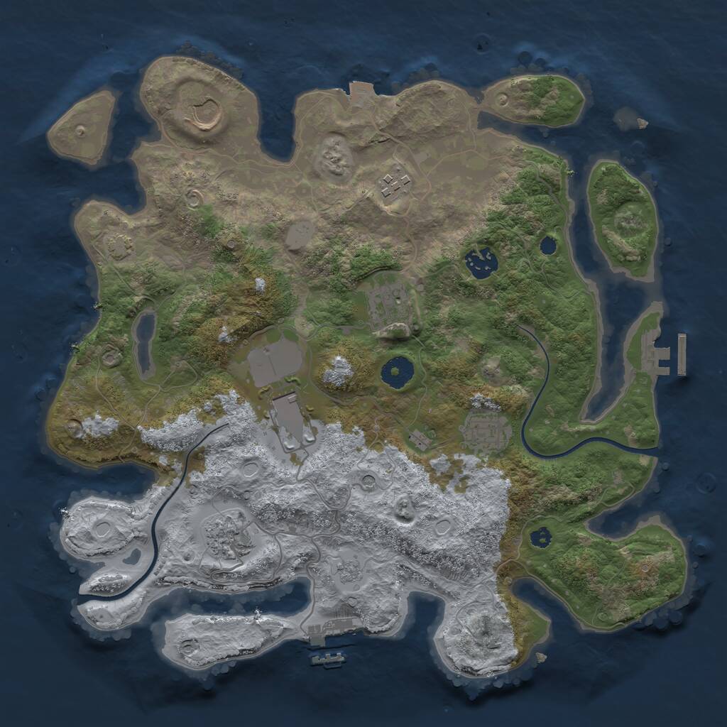 Rust Map: Procedural Map, Size: 3500, Seed: 12355, 13 Monuments