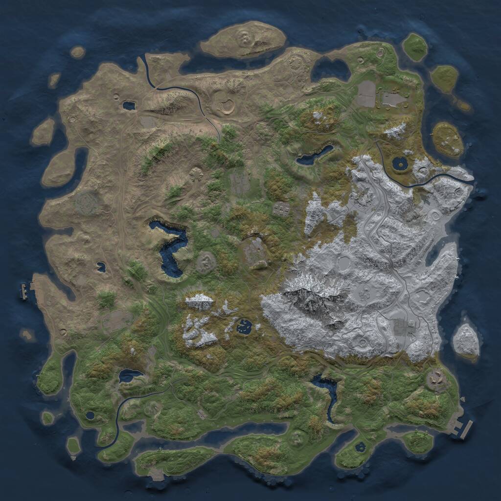 Rust Map: Procedural Map, Size: 5000, Seed: 64000, 17 Monuments
