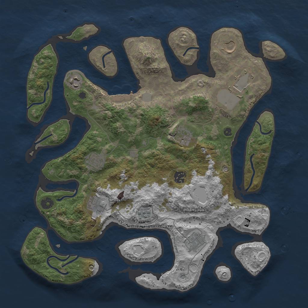 Rust Map: Procedural Map, Size: 3800, Seed: 107, 16 Monuments