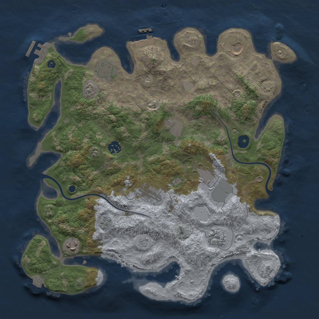 Rust Map: Procedural Map, Size: 3800, Seed: 107, 15 Monuments