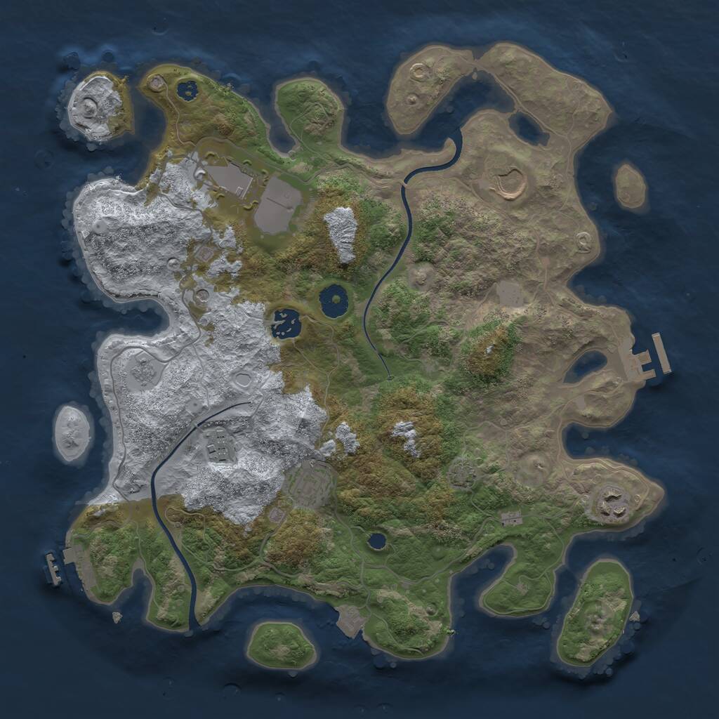 Rust Map: Procedural Map, Size: 3500, Seed: 1949353117, 12 Monuments