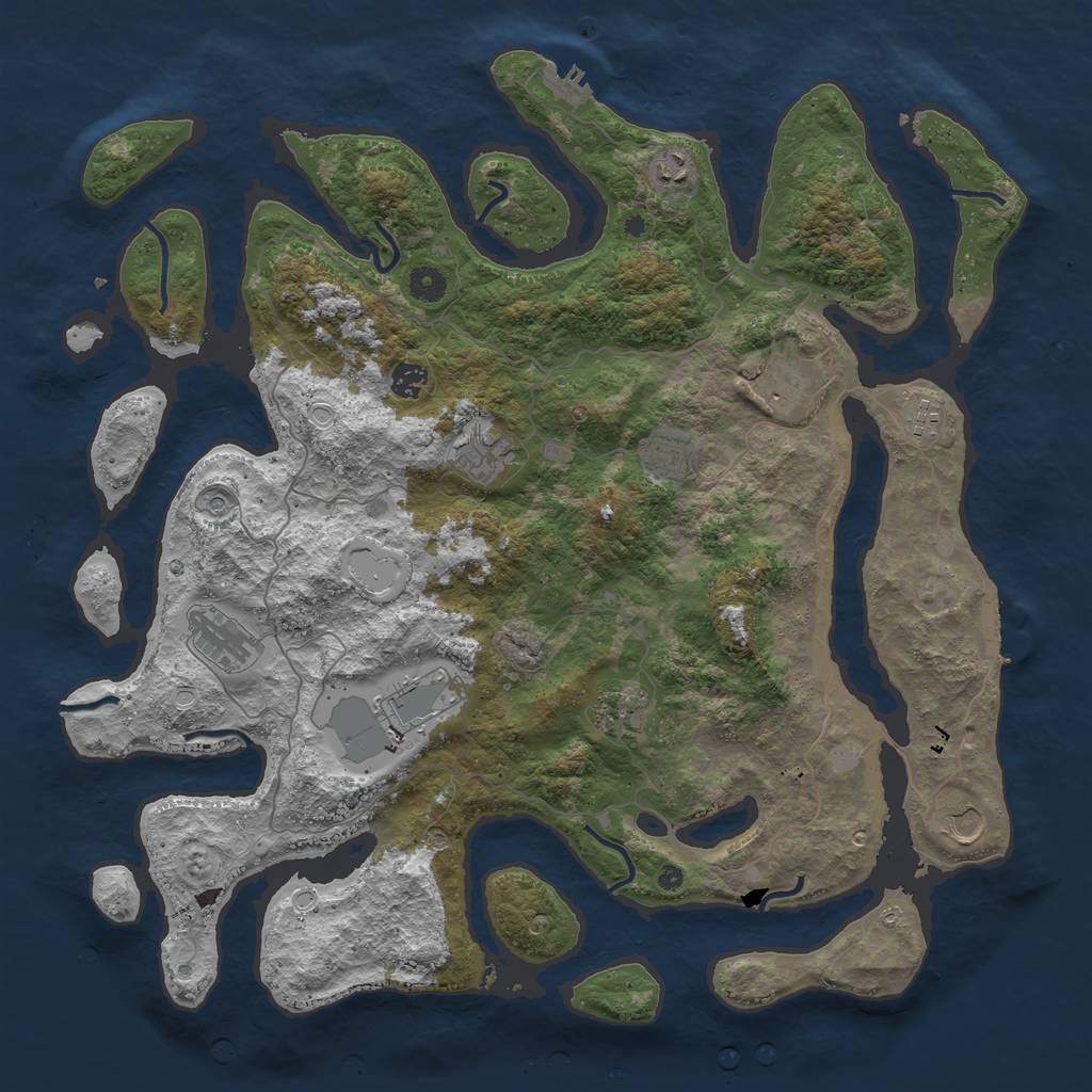 Rust Map: Procedural Map, Size: 4500, Seed: 17777, 18 Monuments