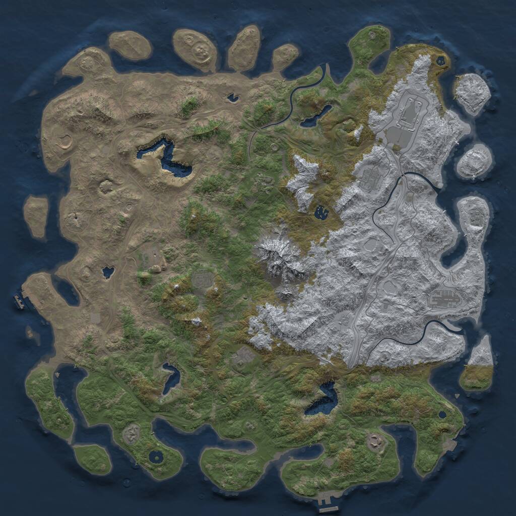 Rust Map: Procedural Map, Size: 5500, Seed: 45267446, 17 Monuments