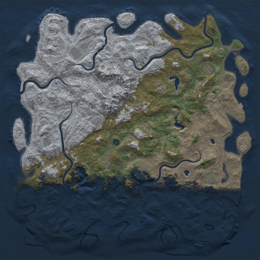 Rust Map: Procedural Map, Size: 6000, Seed: 11135052, 16 Monuments