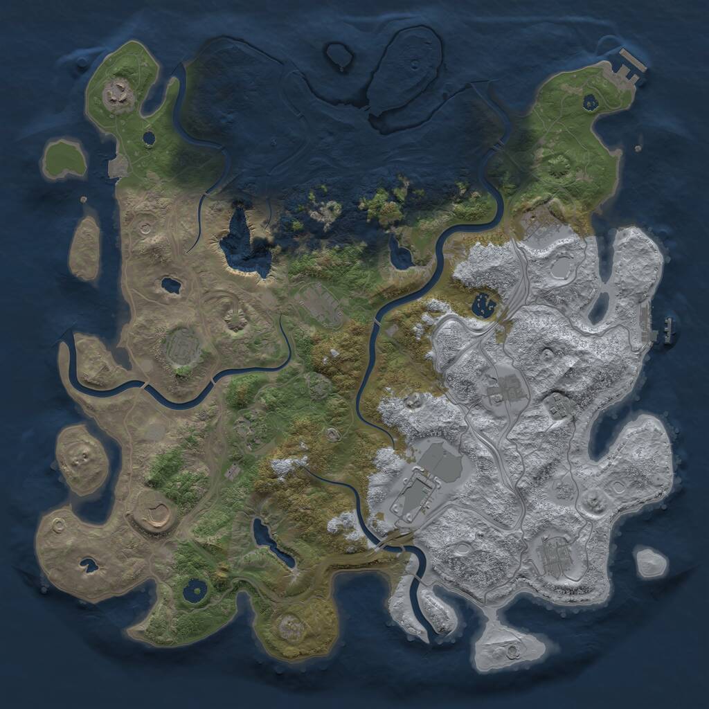 Rust Map: Procedural Map, Size: 4500, Seed: 2422161, 17 Monuments