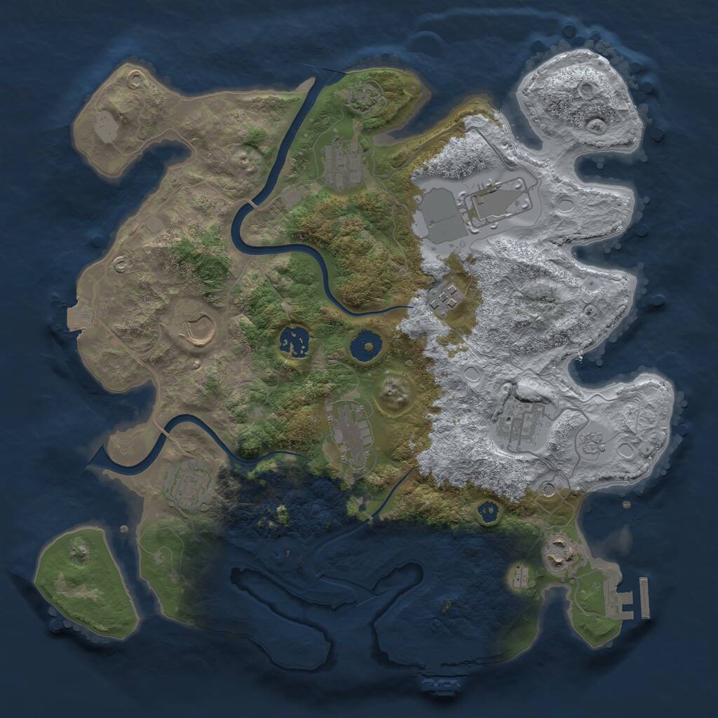 Rust Map: Procedural Map, Size: 3500, Seed: 1643638215, 15 Monuments