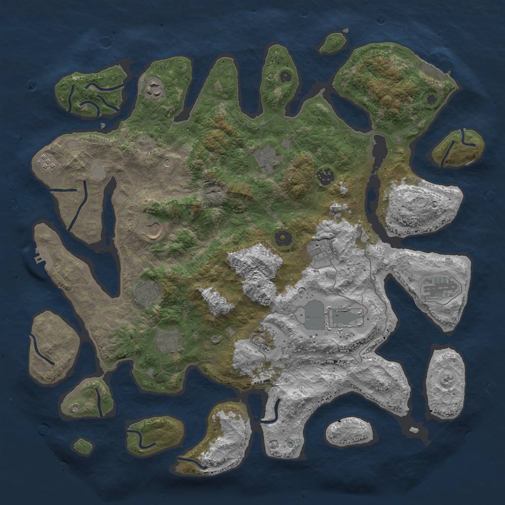 Rust Map: Procedural Map, Size: 4500, Seed: 100029, 19 Monuments