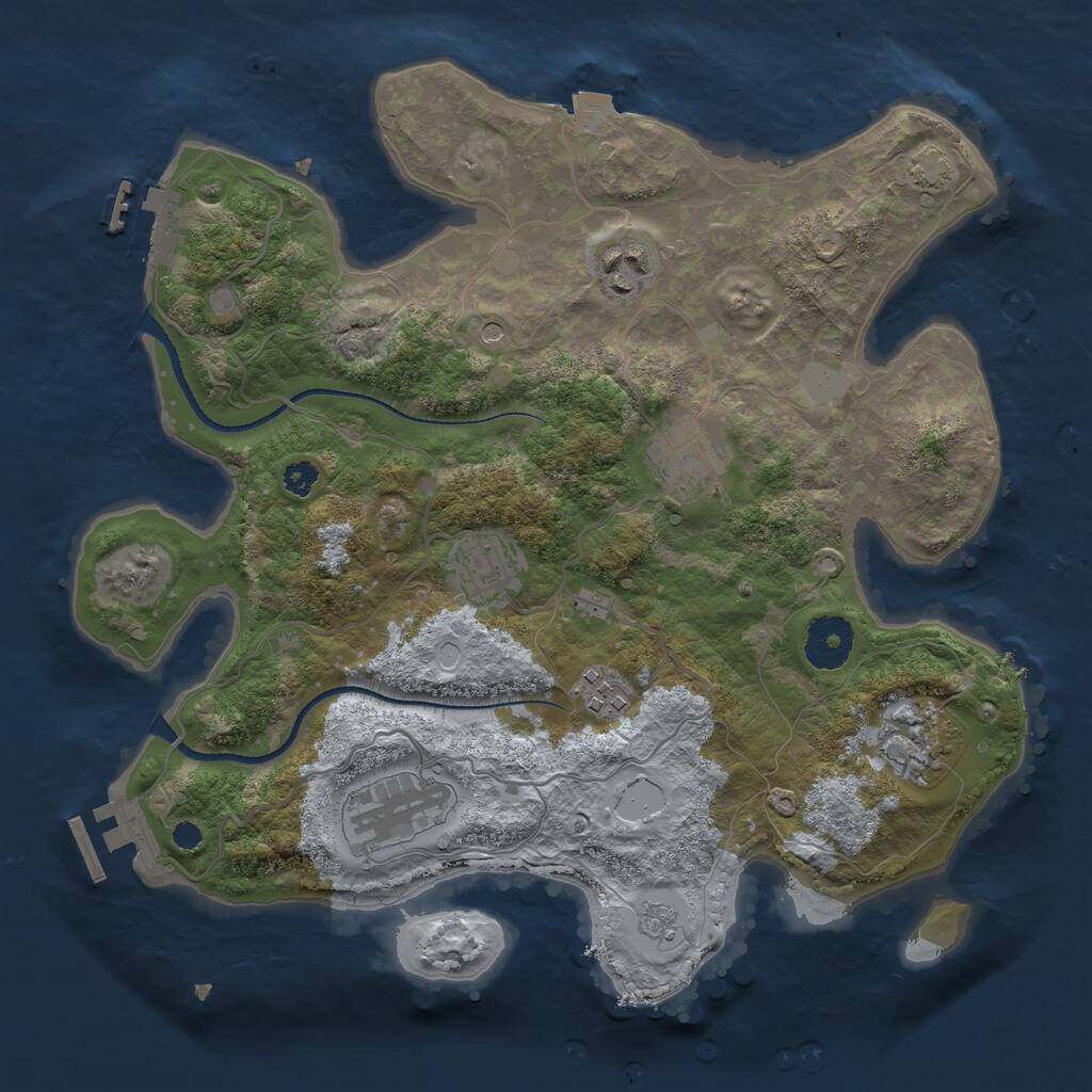 Rust Map: Procedural Map, Size: 3200, Seed: 1265655659, 12 Monuments