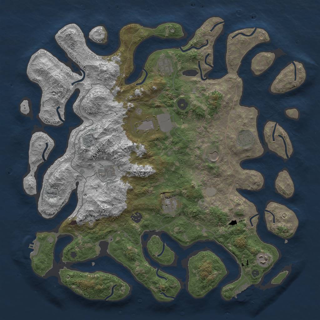 Rust Map: Procedural Map, Size: 4500, Seed: 813698, 17 Monuments