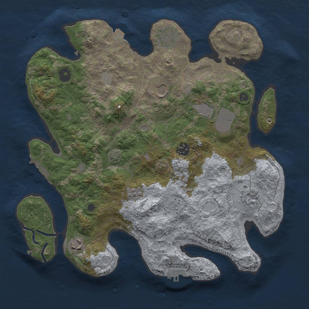 Rust Map: Procedural Map, Size: 3500, Seed: 666777, 15 Monuments