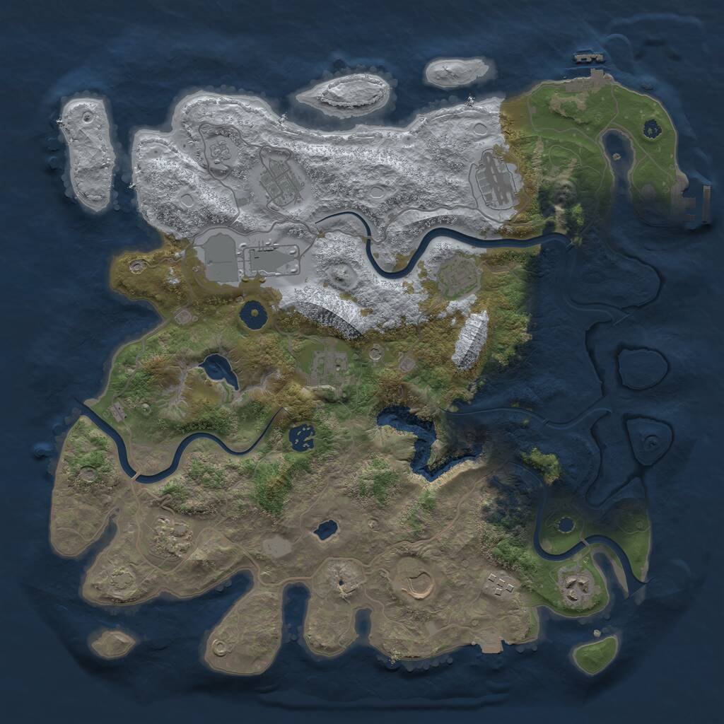 Rust Map: Procedural Map, Size: 4000, Seed: 1148058558, 16 Monuments