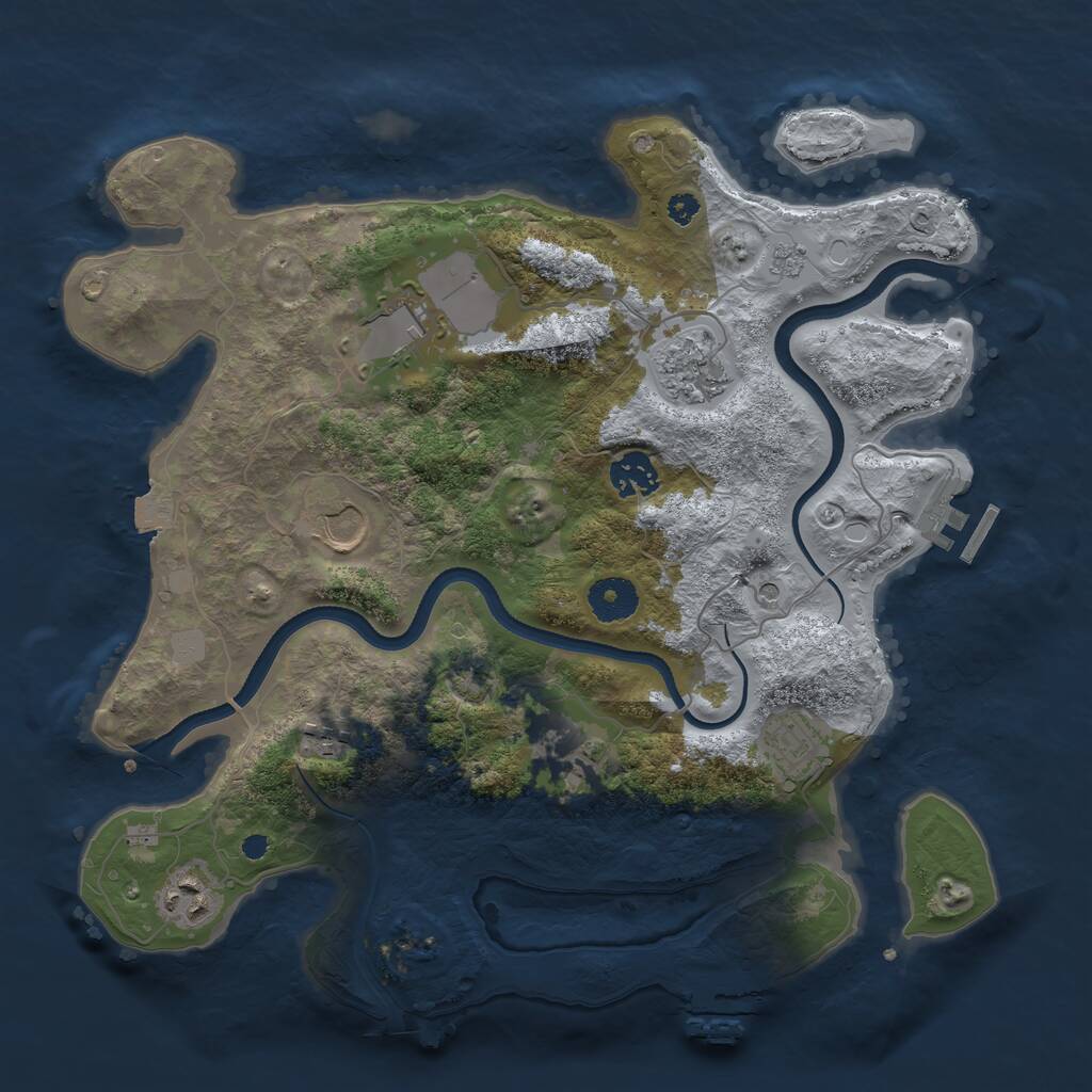Rust Map: Procedural Map, Size: 3500, Seed: 1254823, 14 Monuments