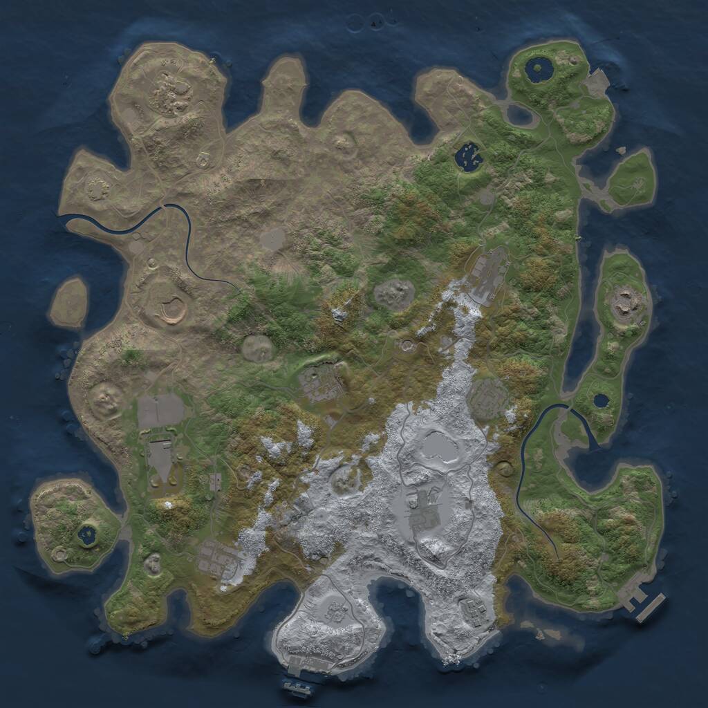 Rust Map: Procedural Map, Size: 3950, Seed: 1775219101, 17 Monuments