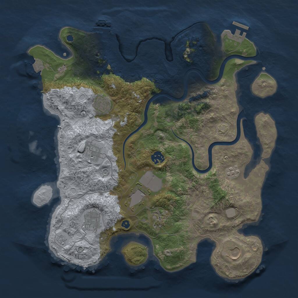 Rust Map: Procedural Map, Size: 3600, Seed: 100, 14 Monuments