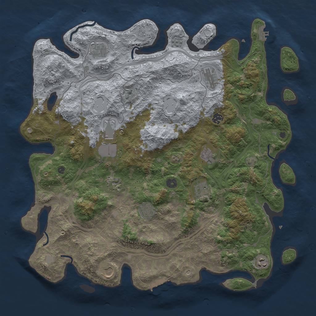 Rust Map: Procedural Map, Size: 4500, Seed: 1735439939, 18 Monuments