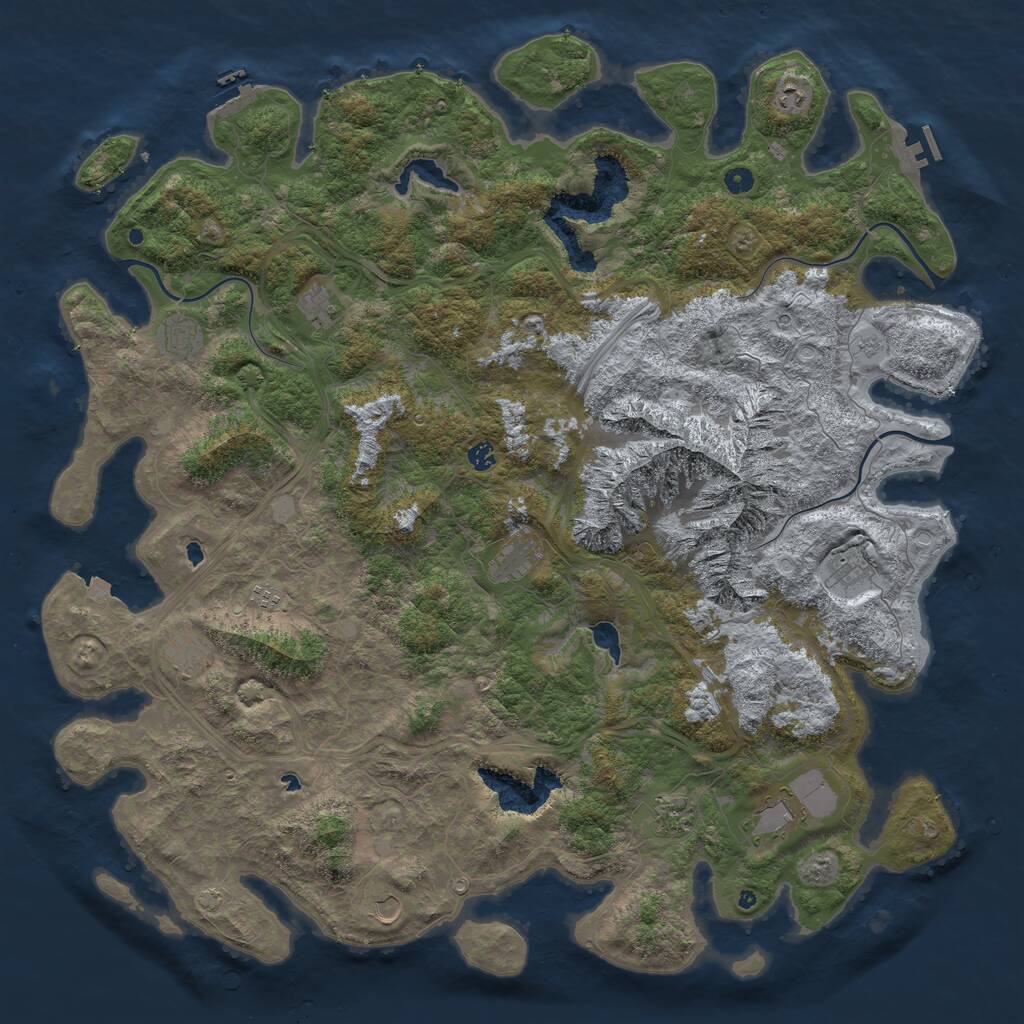 Rust Map: Procedural Map, Size: 5500, Seed: 5687395, 17 Monuments