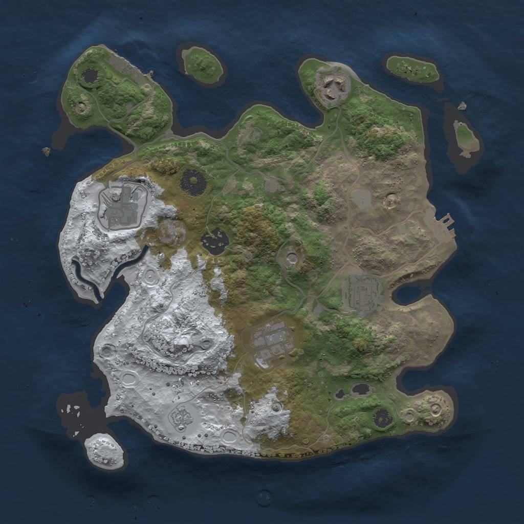 Rust Map: Procedural Map, Size: 3000, Seed: 6824, 14 Monuments