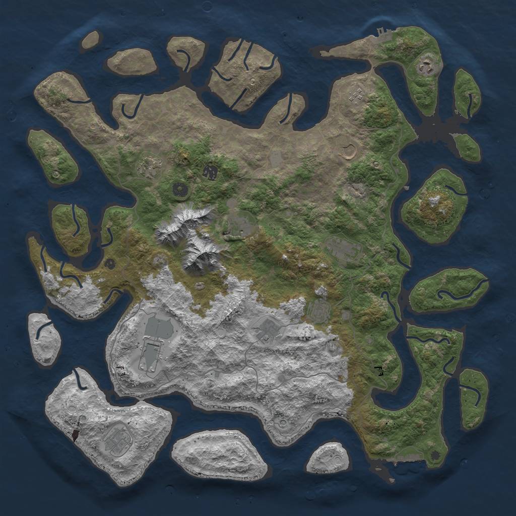 Rust Map: Procedural Map, Size: 5000, Seed: 11092001, 19 Monuments