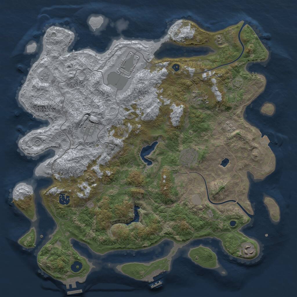 Rust Map: Procedural Map, Size: 4000, Seed: 528449863, 13 Monuments
