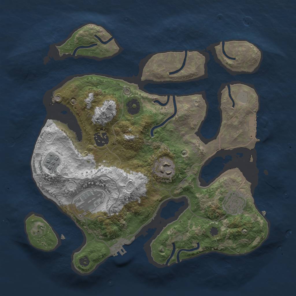 Rust Map: Procedural Map, Size: 3000, Seed: 2934363, 12 Monuments